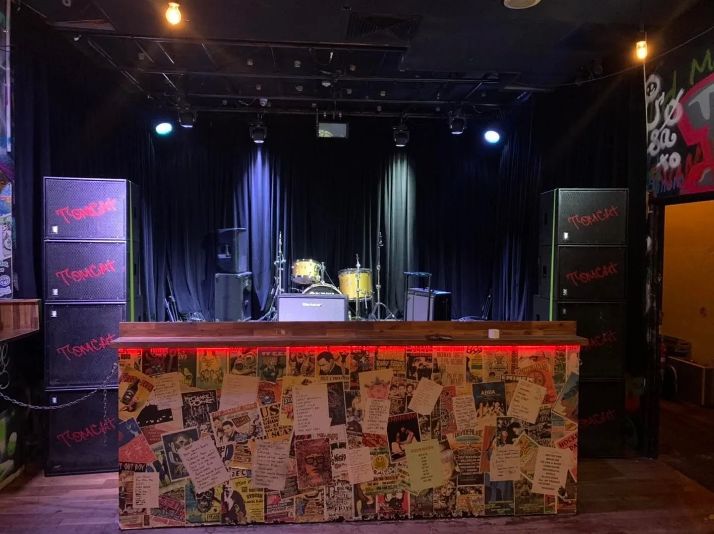 Heavyweight stage curtain fabric hanging in deep folds